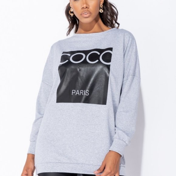 Oversized Coco Paris Grey Lightweight Sweatshirt - Picture 4 of 7